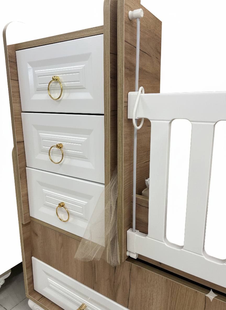 Beşik HK-031, qəhvəyi/ağ, 120x125x60 sm — Mallar, Bakı (3)