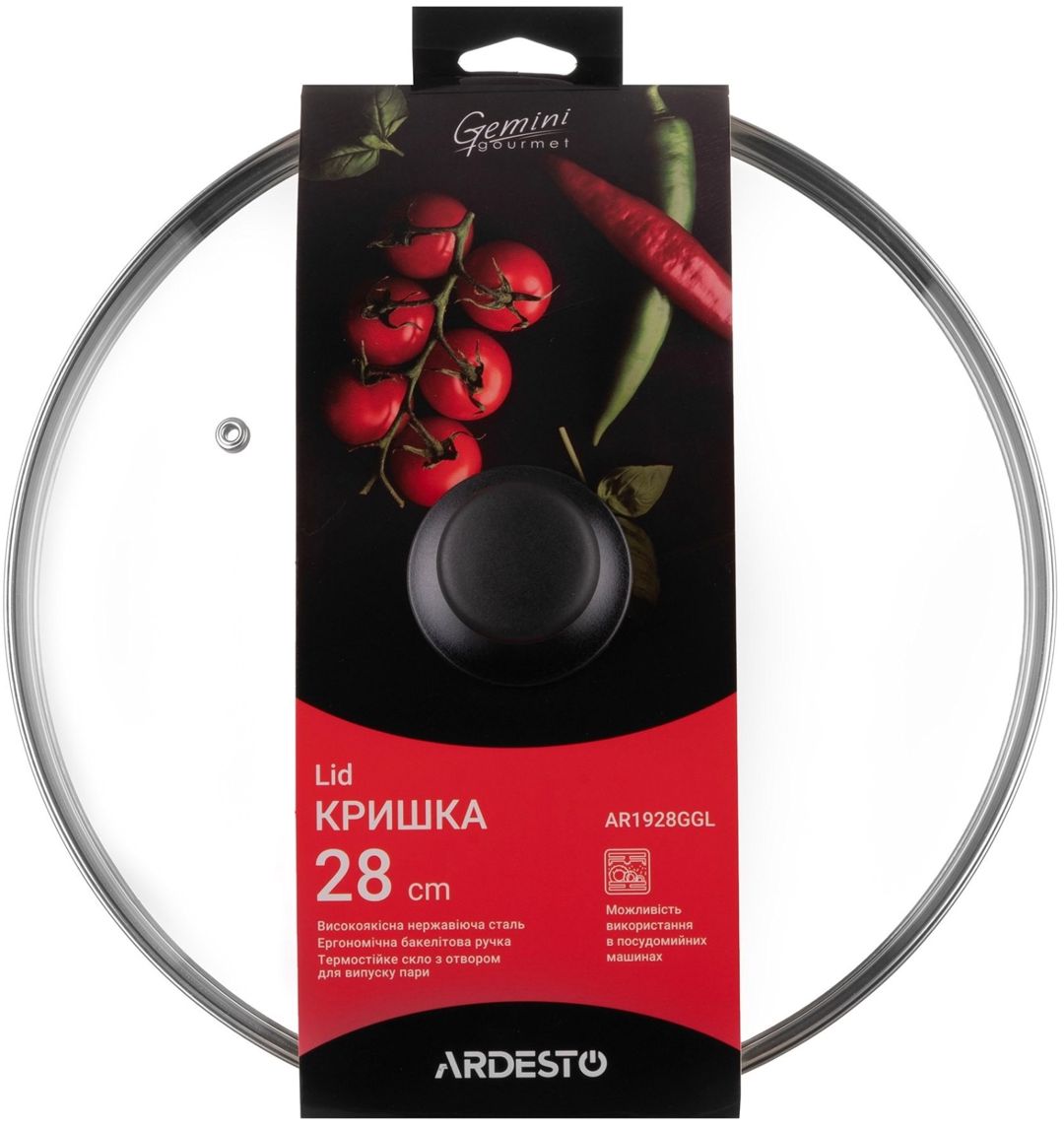 Qapaq Ardesto Gemini Gourmet AR1928GGL, paslanmayan polad/şüşə, 28 sm — Mallar, Bakı (2)