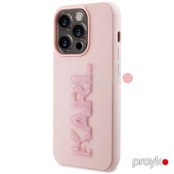 Karl Lagerfeld 3D Glitter Karl Logo Case for iPhone 15 Pro Max Pink — Mallar, Bakı (2)