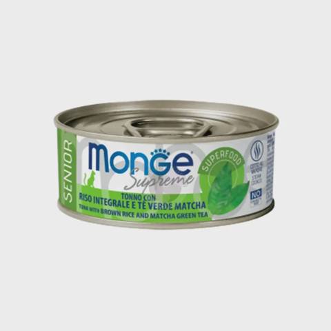 Monge Supreme Cat Senior, yaşlı pişiklər üçün ton balığı, qəhvəyi düyü və matça yaşıl çayı ilə, 80 q — Cats