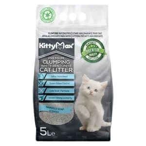KittyMax Marseille Soap, sabun ətirli təbii topalaşan pişik qumu, 5 l — Zoo.az — Cats
