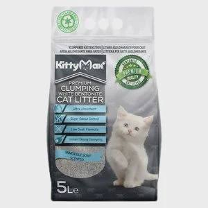 KittyMax Marseille Soap, sabun ətirli təbii topalaşan pişik qumu, 5 l — კატები