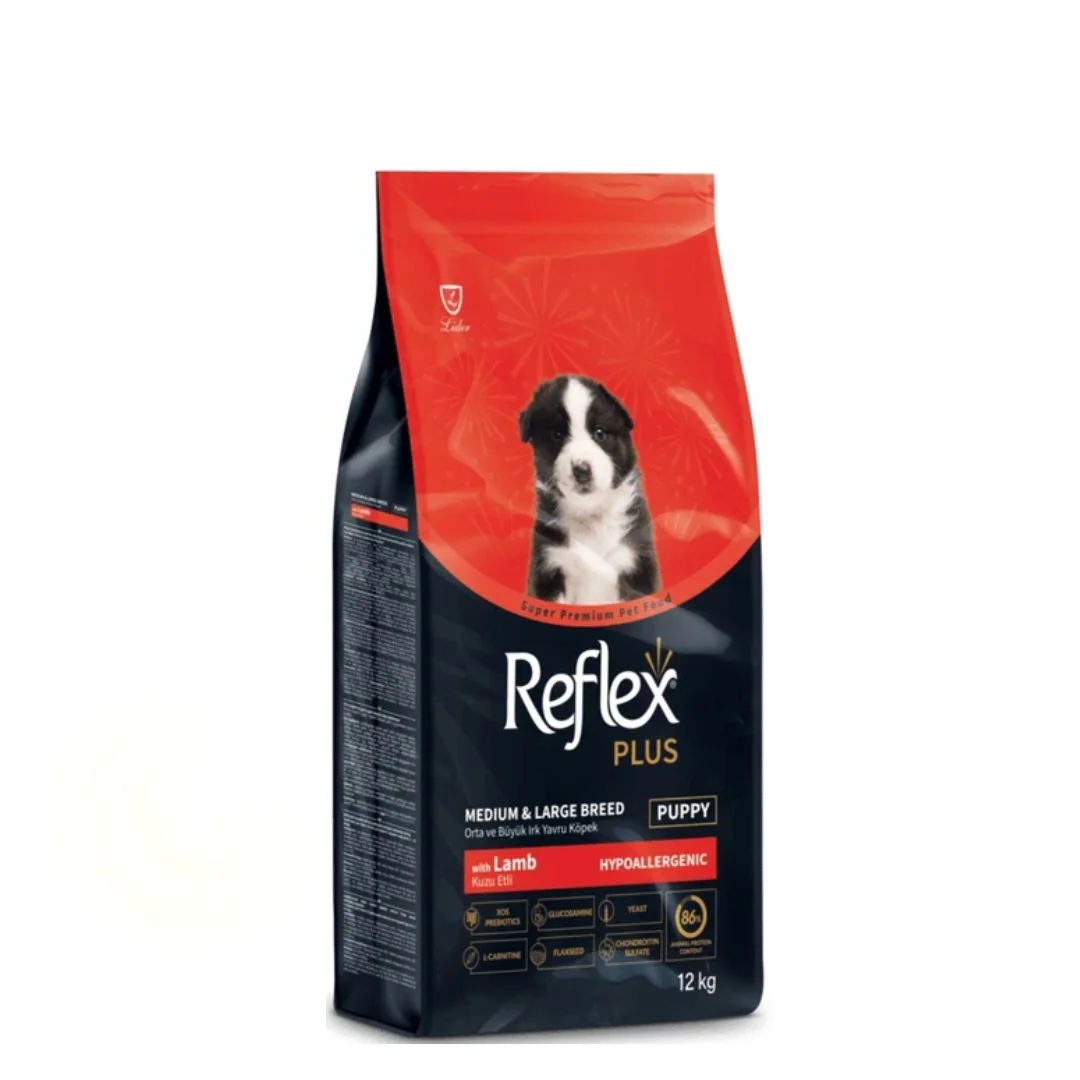 Reflex Plus Medium Junior, orta cinsli bala itlər üçün quru yem, quzu və düyü dadı ilə (çəki ilə) — Bakı