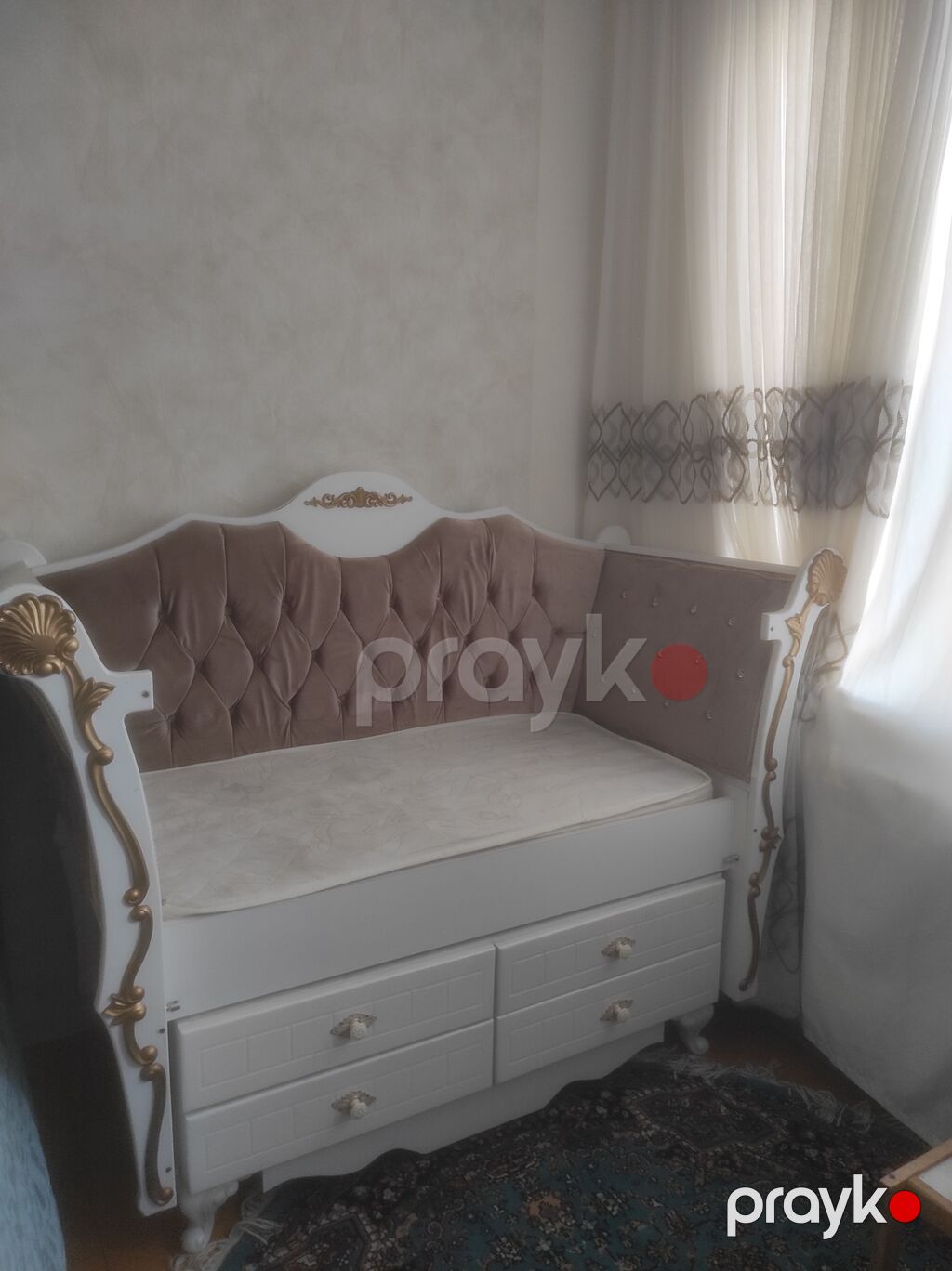 Uşaq/yeniyetmə üçün klassik tərzdə divan‑çarpayi - Rəng: ağ karkas — Yataqlar, Bakı (3)
