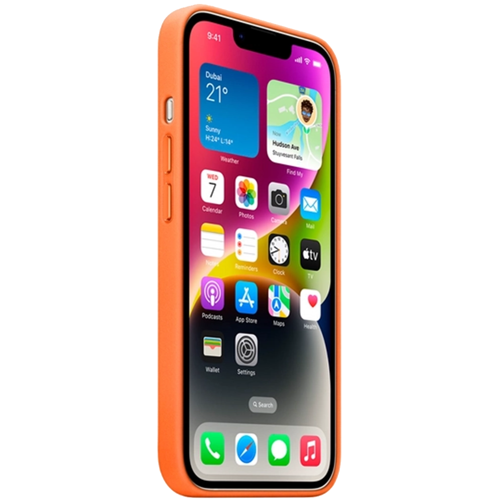 Apple Leather Case MagSafe iPhone 14 (MPP53) Orange — Mallar, Bakı (3)
