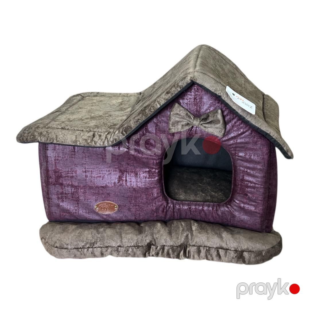 Evcik Zoomir Exclusive Soft House 1, xırda itlər və pişiklər üçün, 48х78х50 sm, bənövşəyi/boz — Mallar, Bakı (2)