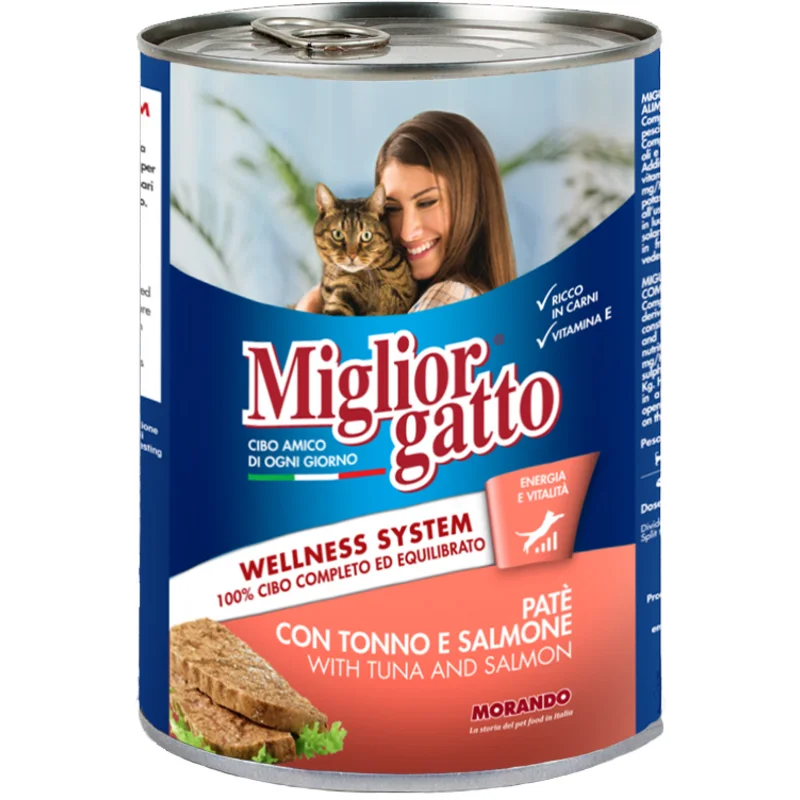 Miglior Gatto, yaş pişik yemi, qızılbalıq və tuna ilə paştet, 400 q — Bakı