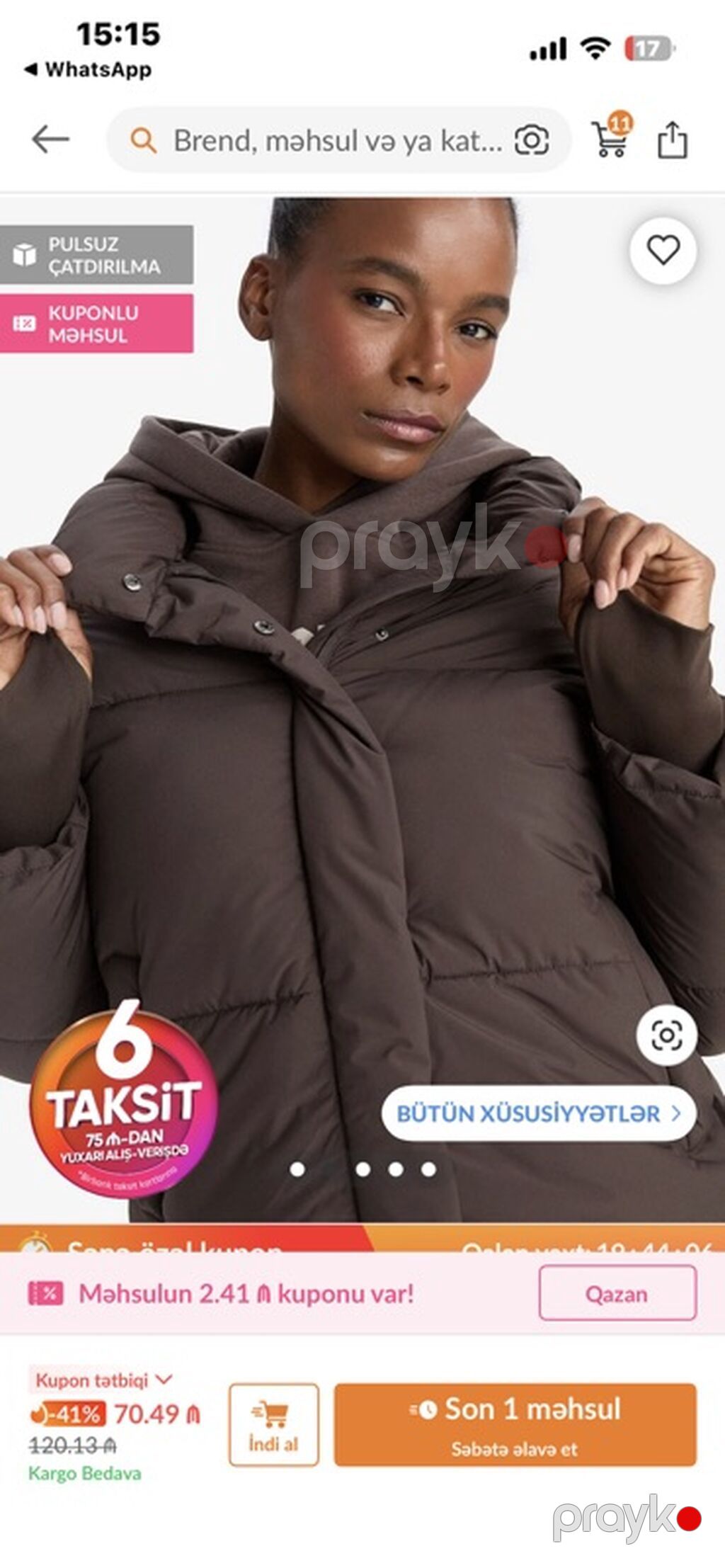 Qadınlar üçün qısa puff kürk – tünd qəhvəyi - Model: qısa kəsimli — Jaketlər, Sumqayıt (3)