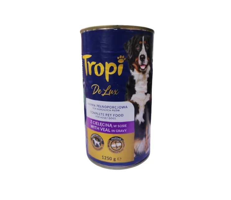 Tropi Deluxe sousda dana əti ilə yaş konservləşdirilmiş it yemi, 1250 q — Zoo.az