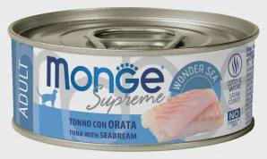Monge Supreme Cat, yetkin pişiklər üçün, ton balığı və çipura ilə, 80 q — Cats