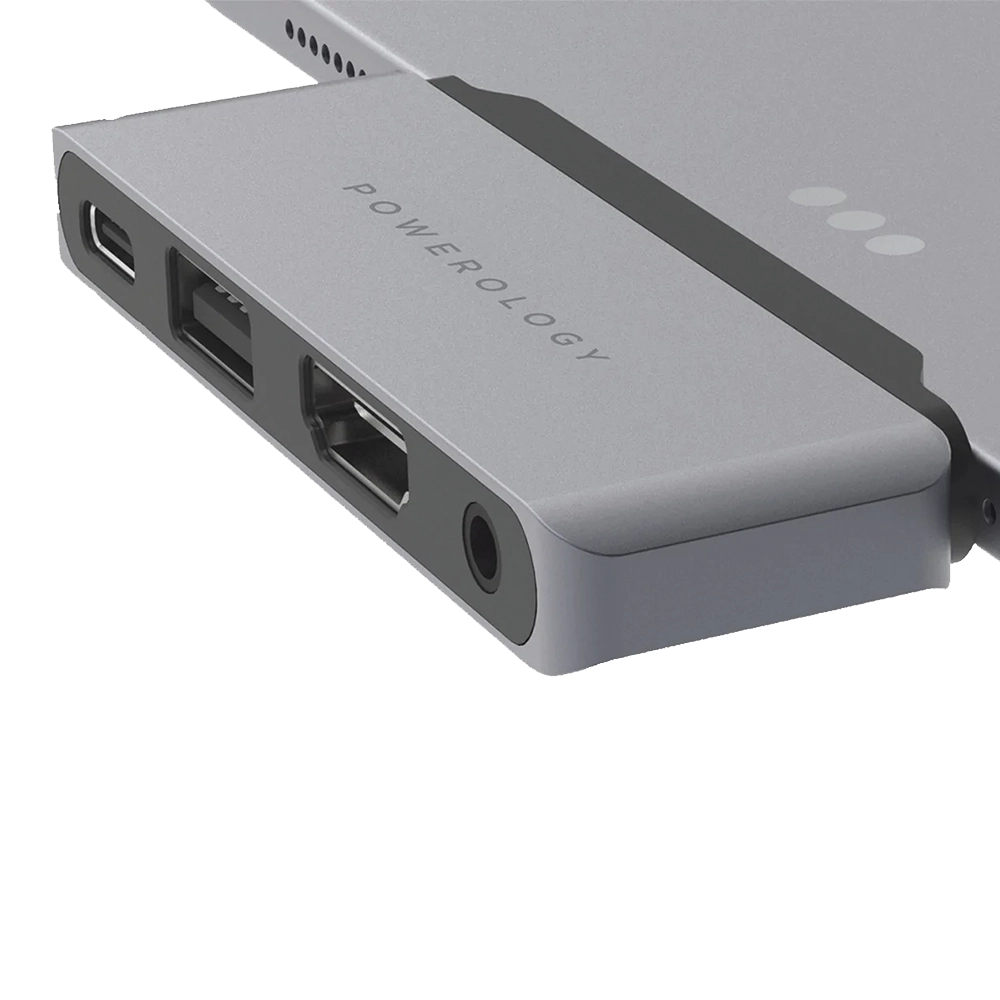 Powerology 4 in 1 Usb-c Hub with HDMI, USB, and AUX Port P41PACHGY Grey — Mallar, Bakı (2)