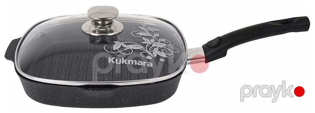 Qril tavası Kukmara sqkmt282a, qapaq ilə, alüminium, qara, 28 sm — Mallar, Bakı (2)