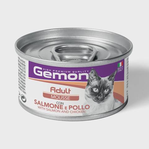 Gemon Adult Cat, pişiklər üçün yaş yem, qızılbalıq və toyuq ilə, 85 q — კატები