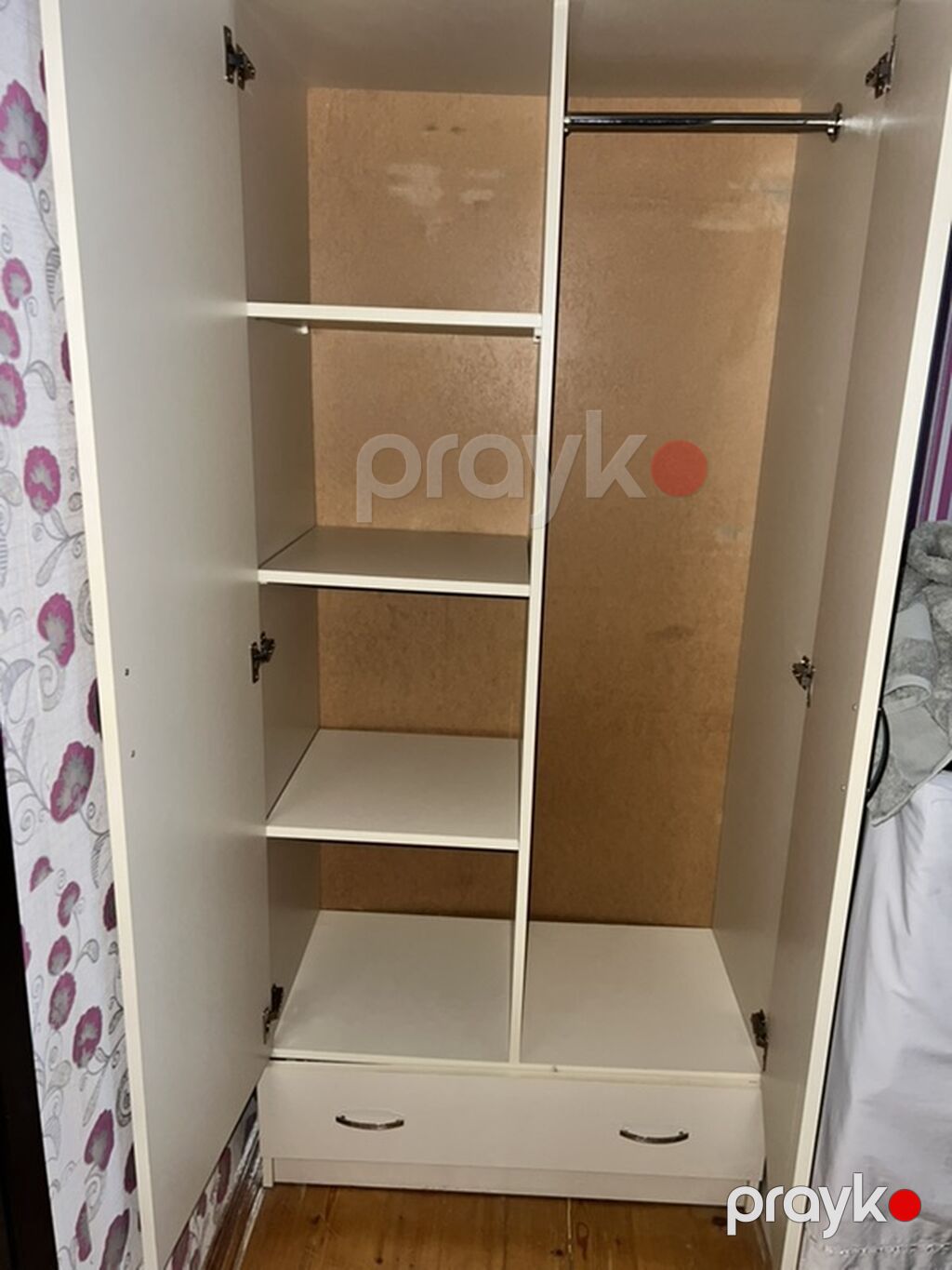 İkiqapılı paltar dolabı - Rəng: ağ/kremlə yaxın - Material — Şkaflar, Digah (2)