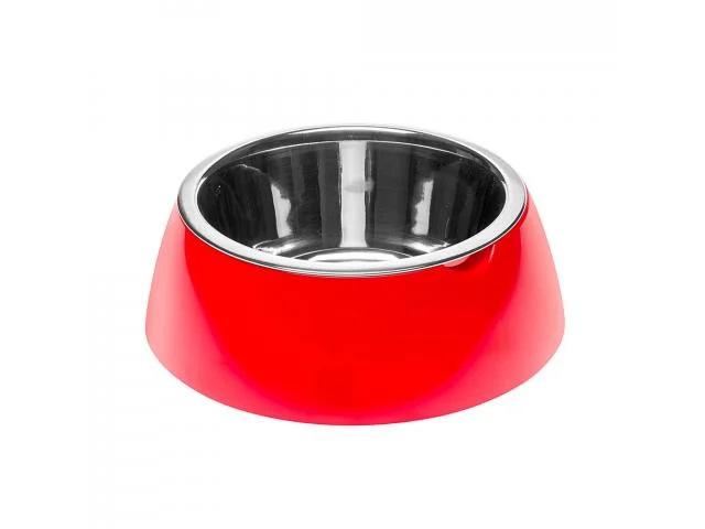 Ferplast Jolıe M metal qab plastik dayaq üzərində, qırmızı, 20 x 6.7 sm, 0.85 l — Zoo.az — Heyvan malları