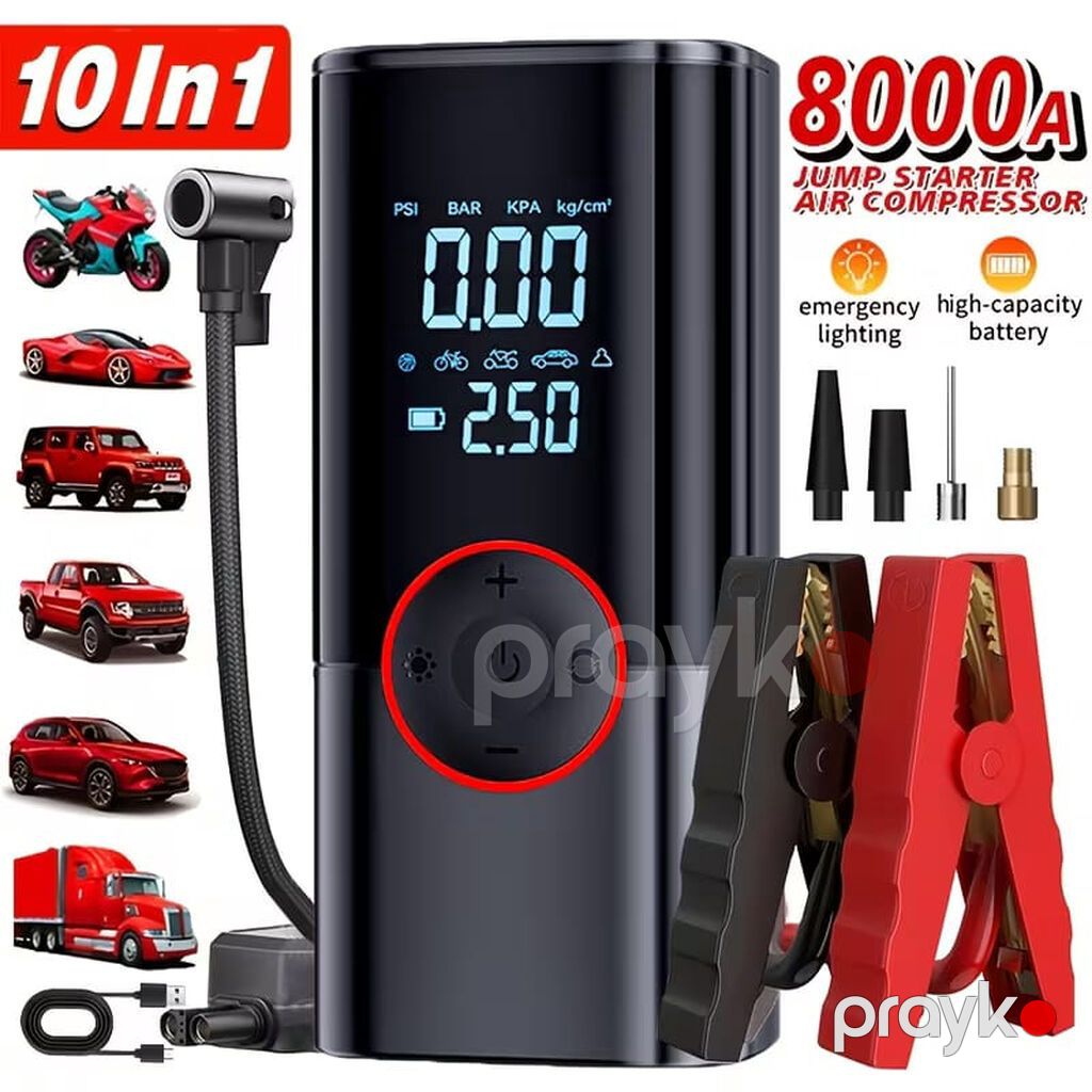 Jkuoo Avtomobil Akkumulyatoru Starteri, 180 PSI Hava Pompası ilə, 5.0 — Avtomobil aləti, Bakı (8)