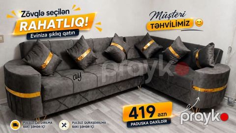 *Künc Divan – 419 azn* Ölçü: 2×280 Rəng Seçimi mövcuddur