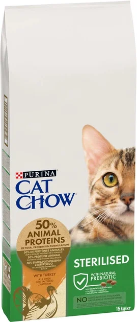 Cat Chow Sterilized Adult Turkey, sterilizə olunmuş pişiklər üçün hinduşkalı quru yem (bütöv kisə 15 kq) — Bakı