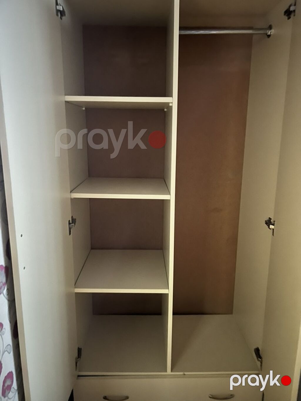 İki qapılı paltar dolabı - Rəng: açıq krem/ağ - Material — Şkaflar, Digah (2)
