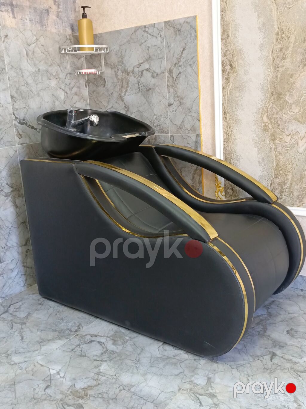 Salon üçün yuma kreslosu - Dizayn: Qara rəngdə, qızılı dekor — Kreslo, Digah (2)