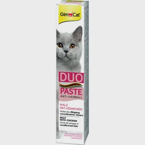 GimCat DUO Paste Anti-hairball malt with chicken, heyvanlar üçün pasta, malt və toyuq ilə, 50 q — კატები