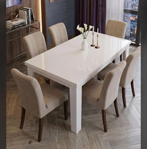 Qonaq otağı üçün, İşlənmiş, Kvadrat masa, 6 stul — Vasiteci Sekine Xanim — Masalar və stullar