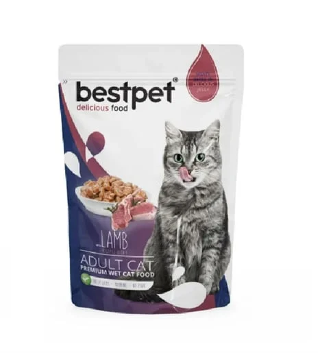 Bestpet Lamb Adult Cat yaş yem üçün böyüklər üçün pişiklər ilə quzu ilə jele 85 g — Zoo.az — Cats