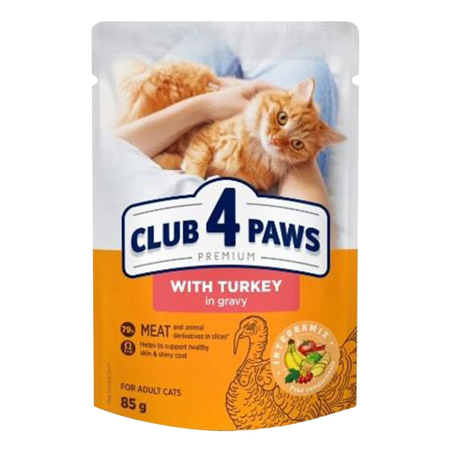Club 4 Paws Jeleli Hinduşka ilə Yetkin Pişiklər üçün Yaş Yem, 85 q — Zoo.az — Cats
