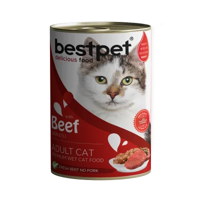 Yetkin pişiklər üçün Bestpet With Mal əti ilə yaş yem, sousda mal əti ilə, 400 q — Bakı