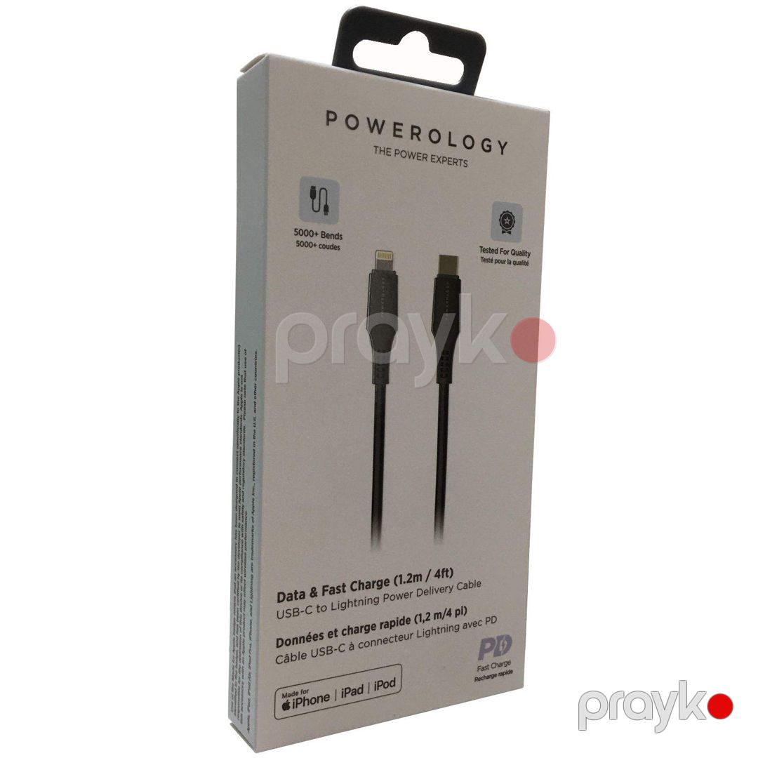 Powerology PVC Type-C to Lightning Cable 1.2M - P12CLV2BK Black — Mallar, Bakı (2)