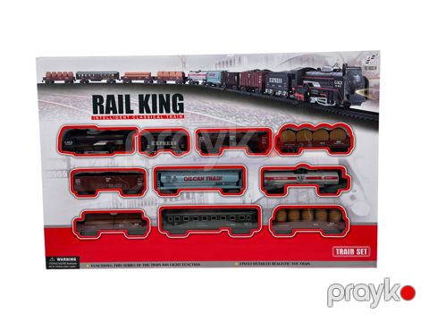 Dəmiryolu oyuncaq dəsti Rail King, plastik, 35 element — Bakı