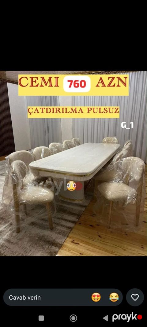 Mebel dəsti – eviniz üçün funksional və zərif seçimlər 1) Yemək — Bakı
