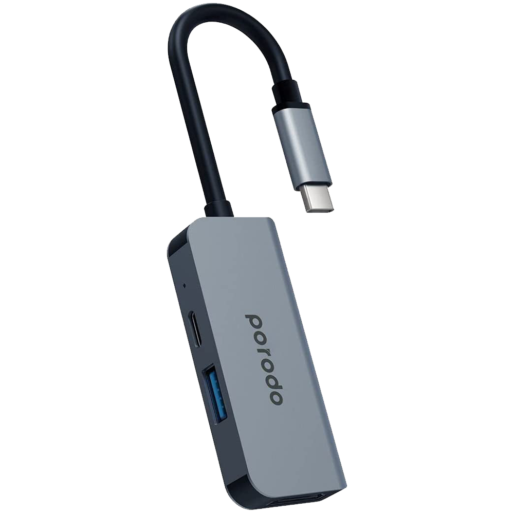 Porodo 3in1 Aluminium Usb-c PD-4K31C-GY Boz — Bakı
