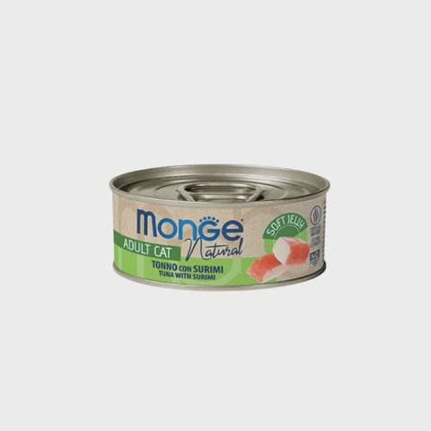 Monge Jelly Tuna Fillets with Surimi, pişiklər üçün jele içində ton balığı filesi, surimi ilə, super premium keyfiyyət, 80 q — Cats
