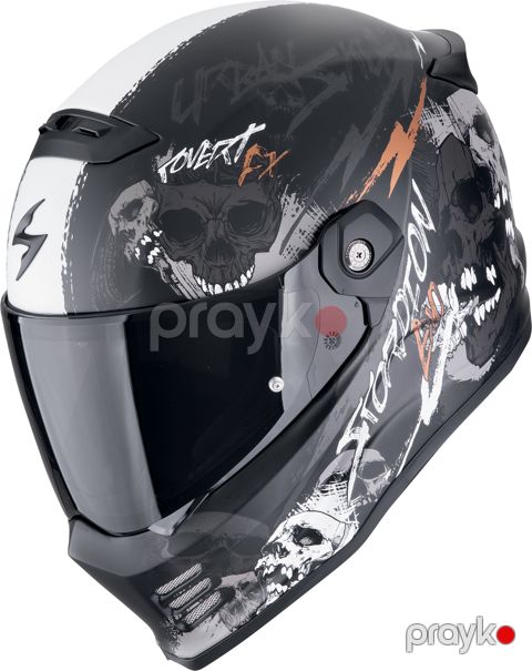 Motosikl dəbilqəsi Scorpion Covert FX Skullz Matt, qara/boz, ölçü XL — Bakı