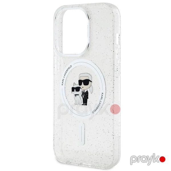 Karl Lagerfeld Magsafe IML with Karl & Choupette Heads Glitter Case for iPhone 15 Pro Clear — Mallar, Bakı (5)