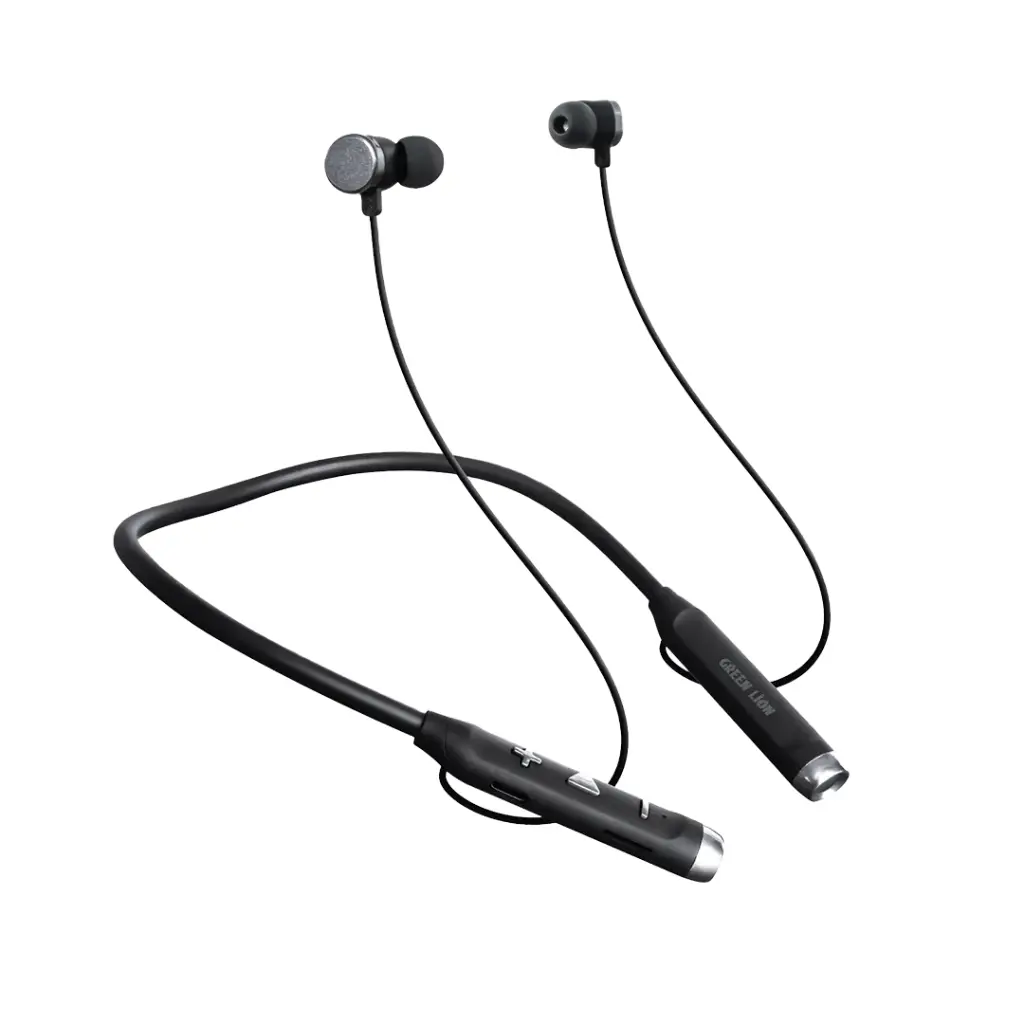 Green Lion X Neckband Earphone with TF Card & Flashlight - Black Black — Bakı