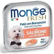 Monge Fresh incə parçalar paştetdə ilə qızılbalıq ilə itlər üçün, super premium keyfiyyətli 100 g