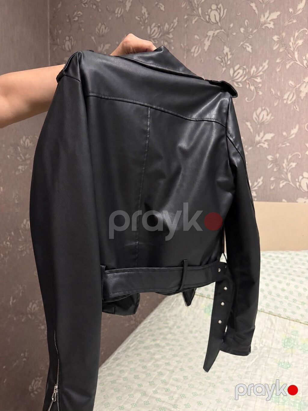 Qadınlar üçün qara eko‑dəri “biker” gödəkçə - Model: assimetrik — Jaketlər, Digah (3)