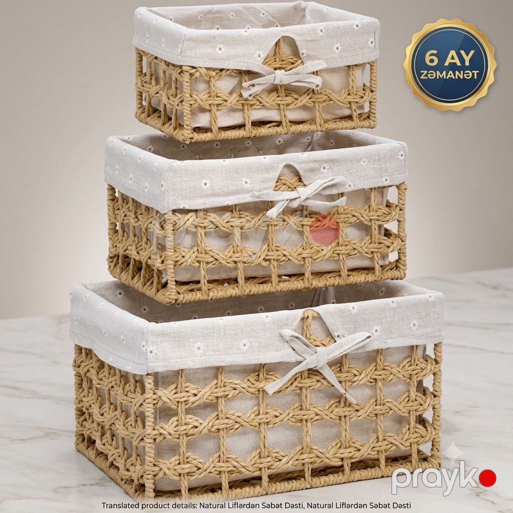 Saxlama qutusu, krem, 26x16x12/30x20x14/35x25x17 sm, 3 əd — Mallar, Bakı (2)