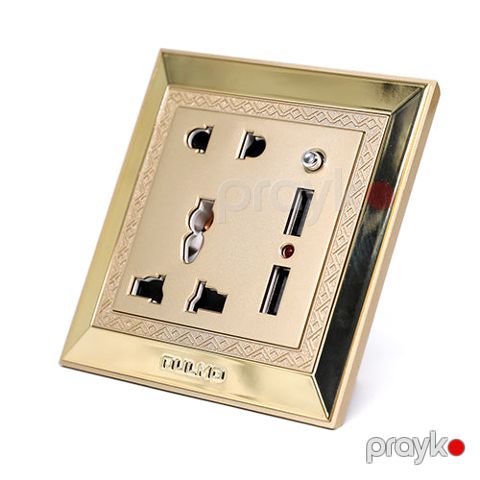 Aulmo açıq qızılı 2 USB + 1 razetka + 1 multimedia — Bakı
