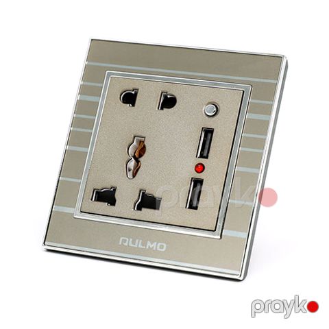 Aulmo boz xəttli 2 USB + 1 razetka + 1 multi razetka — Bakı