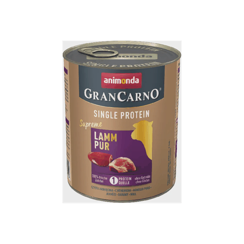 Gran Carno Single Protein Adult, yetkin itlər üçün, quzu əti ilə, 800 q — Heyvan malları