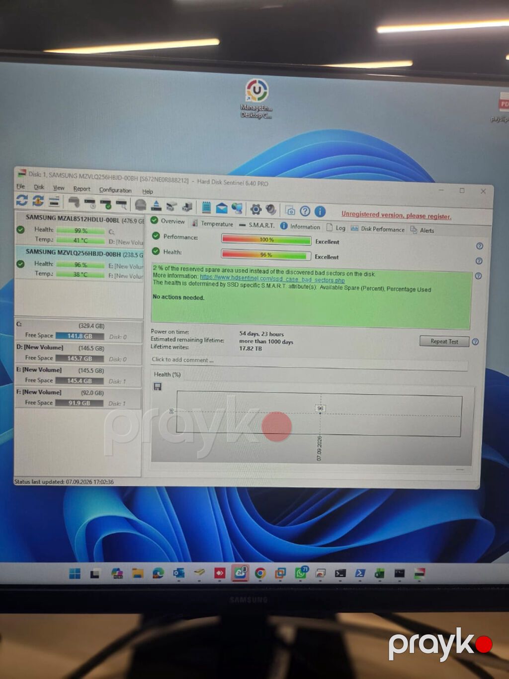 Orijinal noutbukdan çıxarılma Samsung PM991a 256GB M.2 NVMe PCIe SSD — Sabit diskləri, Bakı (4)