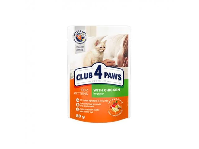 Club 4 Paws Yaş Pişik Yemi Sousda Toyuq ilə, 80 q — Bakı