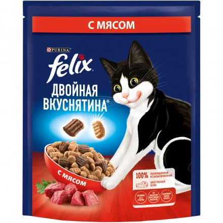 Felix Double Yetkin pişiklər üçün ətli quru yem, 200 q — Bakı
