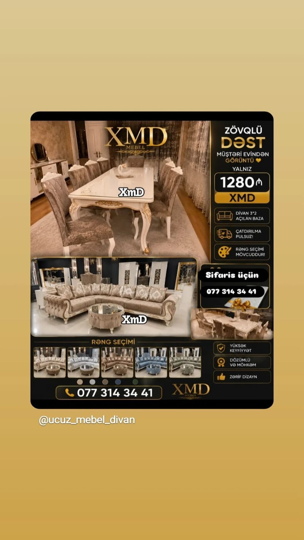 XMD Mebel – zövqlü və funksional mebel seçimləri 1) Masa + 6 stul — Masalar və stullar, Bakı (4)