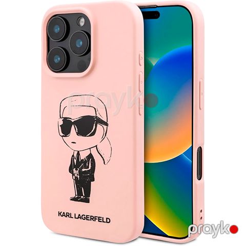 Karl Lagerfeld TPU Silicone Hard Case with ikonik Graffiti Logo For iPhone 16 Pro (KLOHCP16LPNYKGRTP) Pink — Bakı