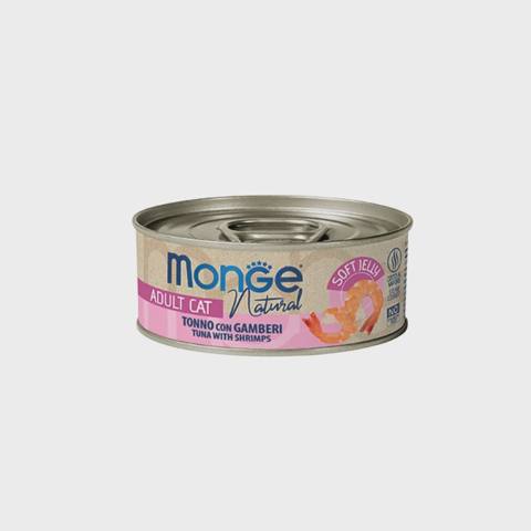 Monge Jelly Tonno con Gamberetti, pişiklər üçün jele içində karides ilə sarıüzgəcli ton balığı, super premium keyfiyyət, 80 q — Cats