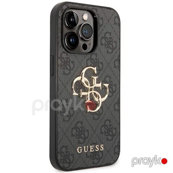 Guess PU Leather Case with 4G Metal Logo for iPhone 15 Pro Max Grey — Mallar, Bakı (3)